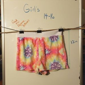 Justice Brand Girl's size 14-16  Tie dye Pajama or play shorts -terry cloth